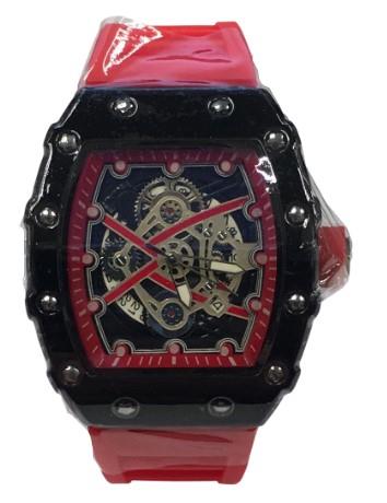 New Rubber Gents Black Screw Fashion Quartz Movement Dated Skeleton Clear Dial Rubber Strap Watch Available Multi Colour NY London