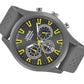 Lorus Mens Sports Chronograph Dated Grey/Yellow Dial Grey Rubber Strap Watch RT377JX9 BRAND NEW NEEDS BATTERY