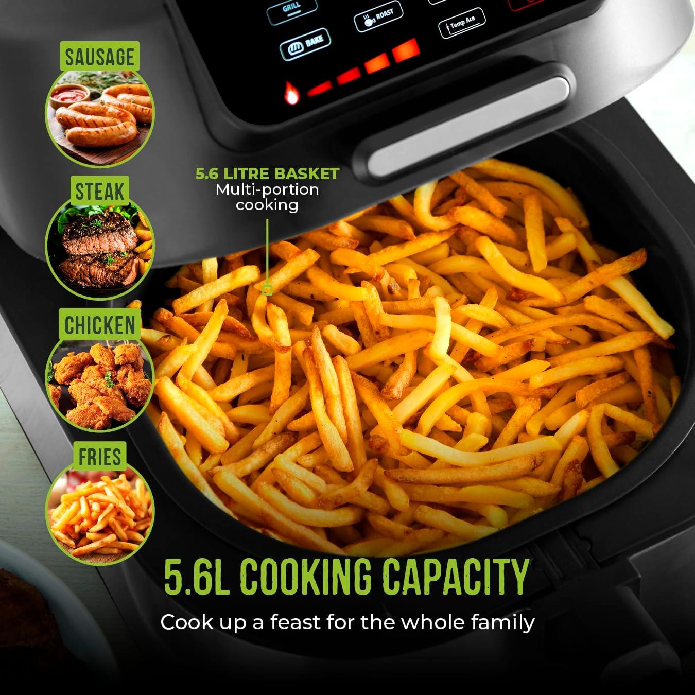 Tower Vortx 5 in 1 Air Fryer and Grill with Crisper 5.6L 1700W Black