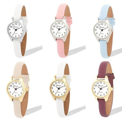 Ravel Ladies Round Petite Case Clear Numeral with Leather Strap Watch Available Multi Colour