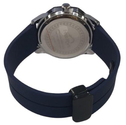 Heryi Rubber Gents Fashion Quartz Date Blue Round Multi Dial Blue Rubber Magnetic Strap Watch