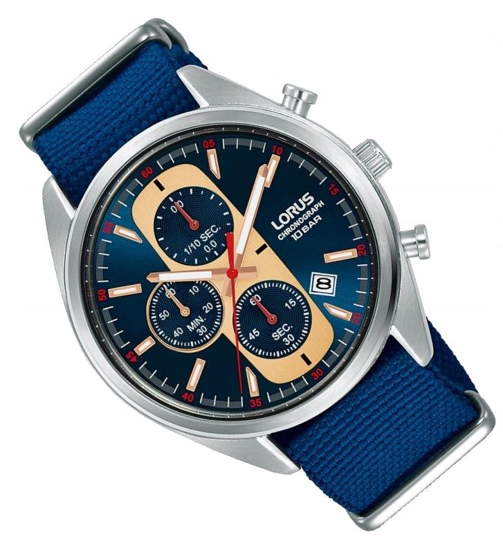 Lorus Mens Urban Chronograph Dated Blue Dial Blue Nylon Strap Watch RM357GX9 BRAND NEW BUT NEEDS BATTERY