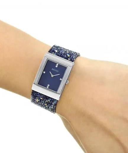 Sekonda Seksy Ladies Bling Fashion Blue Dial Blue Stone Set Bracelet Watch - 2758