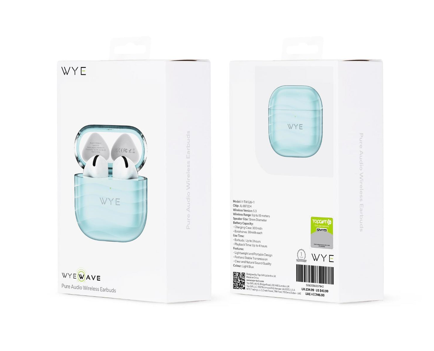 WYEWAVE Pure Audio Wireless Earbuds - Light Blue