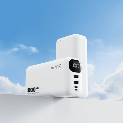 WYE Flux Super Fast Charging Power Bank – 30000mAh, Dual USB-A + USB-C, LED Display
