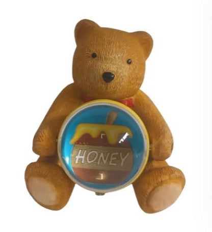 Miniature Clock Teddy Holding Glass Clock IMP425(AL) - CLEARANCE NEEDS RE-BATTERY