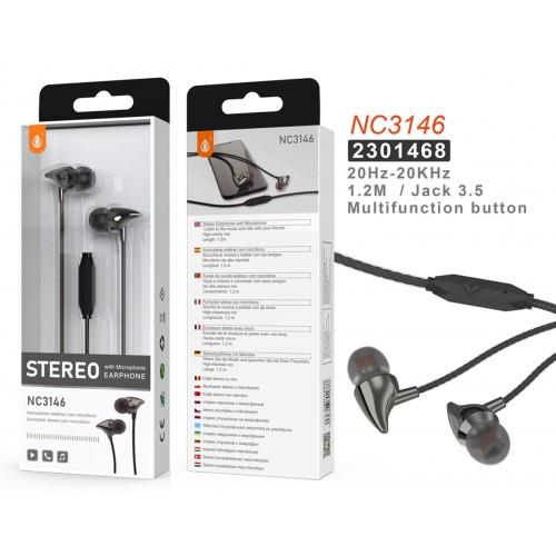 Wired Earphones Monster, with Microphone, Multifunction Button, 1.2M, Grey