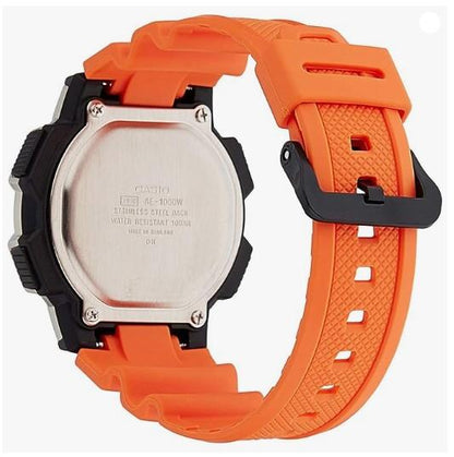 Casio Mens Digital illuminator Sports Orange Rubber Strap Watch - AE-1000W-4BVDF