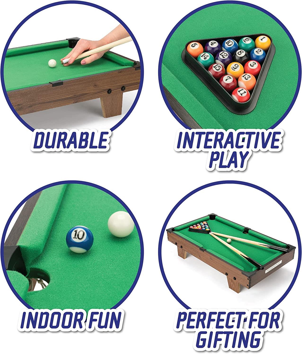 Power Play Kids Pool Billiard Snooker Indoor Table Top Game