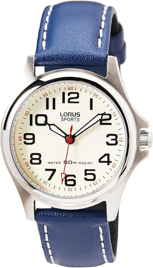 Lorus Ladies Basic Cream Dial and Blue Leather Strap Watch -  RRS55VX9