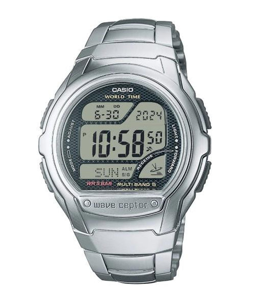 Casio Mens Fashion Sports Digital Chronograph waterproof Digital Black Face Stainless Steel Bracelet Watch W-755D-1AVES