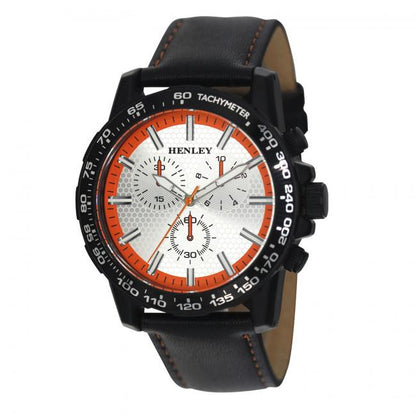 Henley Mens Fashion Satin Black Sports Coloured Stitch Multi Eye Watch H03015 Available Multiple Colour