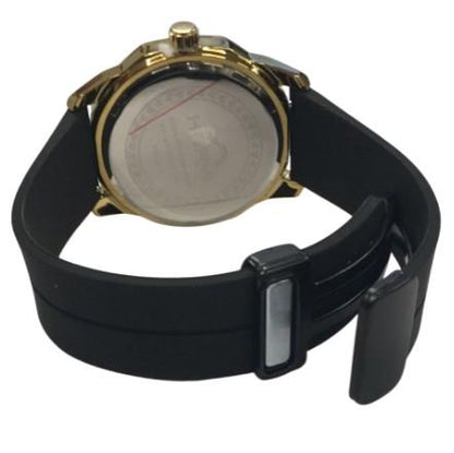 Heryi Rubber Gents Fashion Quartz Date Black Hexagon Dial Black Rubber Magnetic Strap Watch