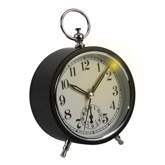 Widdop Retro Style Black 11cm Clock Sweep Movement Alarm Clock