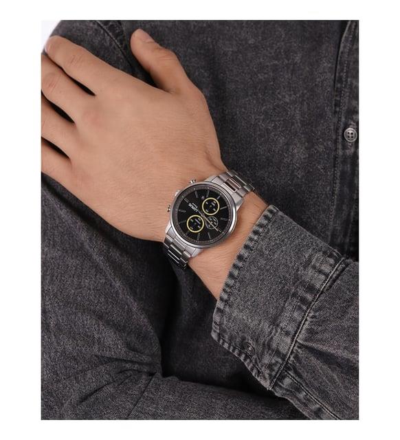 Lorus Mens Urban Chronograph Dated Black Dial Stainless Steel Bracelet Watch RM395GX9