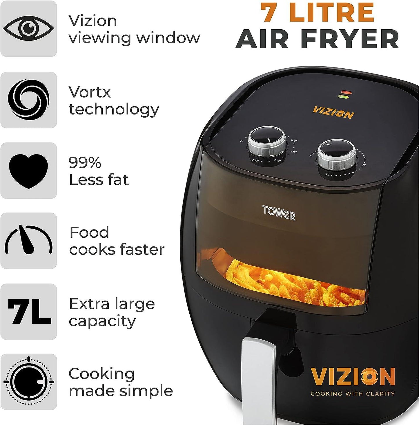 Tower Vortx Vizion 7L Manual Air Fryer