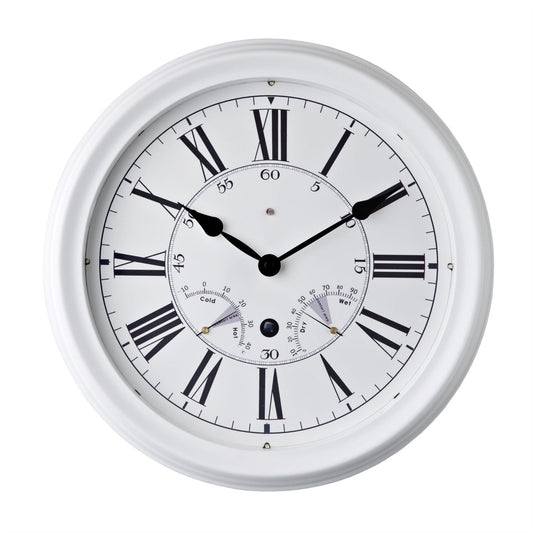 Hometime White Wall Clock With Sound Controlled LED Light Roman Dial 35.5cm