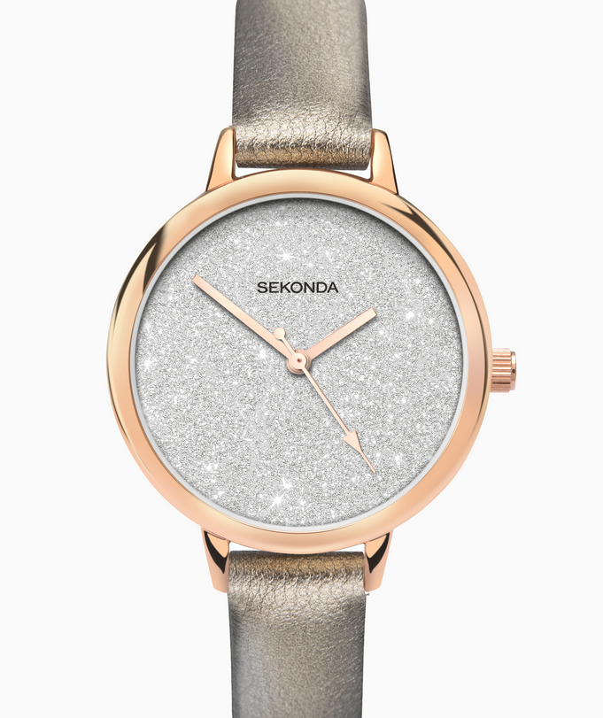 Sekonda Ladies Prints Rose Gold Case & PU Strap with Silver Dial Watch