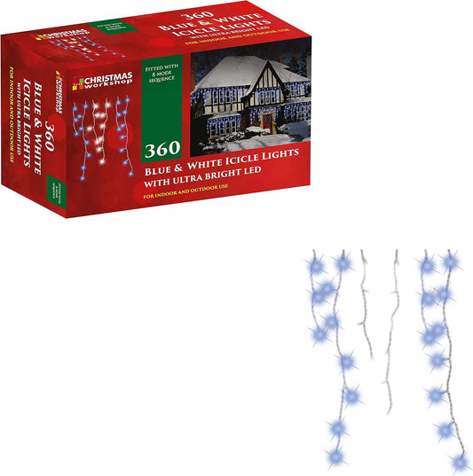 Christmas Workshop 360 LED Icicle Chaser Lights - Blue & White (Carton of 6)