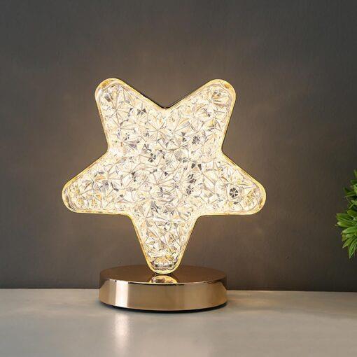 Extrastar Cordless Acrylic Crystal Star LED Touch Control Dimmable Table Lamp, USB Rechargeable CCT Bedside Star Desk Lamps