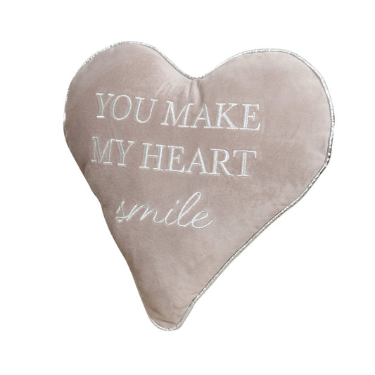 Amore Heart Shaped Cushion "You Make My Heart Smile"