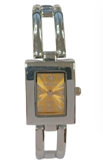 Luisant Ladies Fashion Square Yellow Dial Silver Steel Bracelet Strap Watch - CLEARANCE NEEDS RE-BATTERY