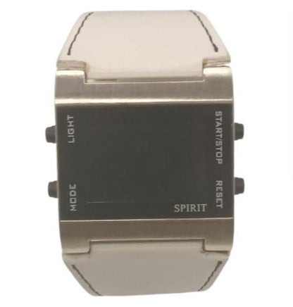 Spirit Ladies Fashion Digital LCD Black Dial with White Leather Strap Watch  ASPG09 - CLEARANCE NEEDS RE-BATTERY