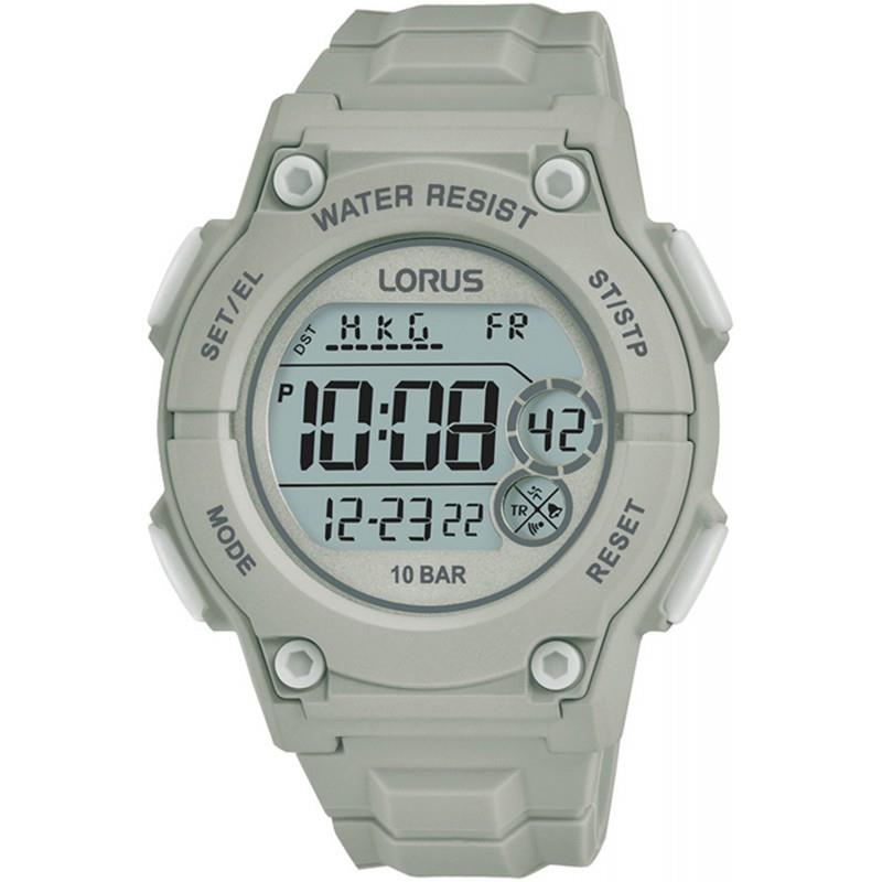 Lorus Mens Digital Black Day/Date Dial Grey Rubber Strap Watch R2335PX9