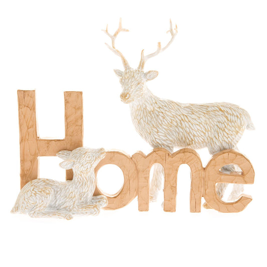 Hestia Wood Effect Resin Stag Ornament - Home