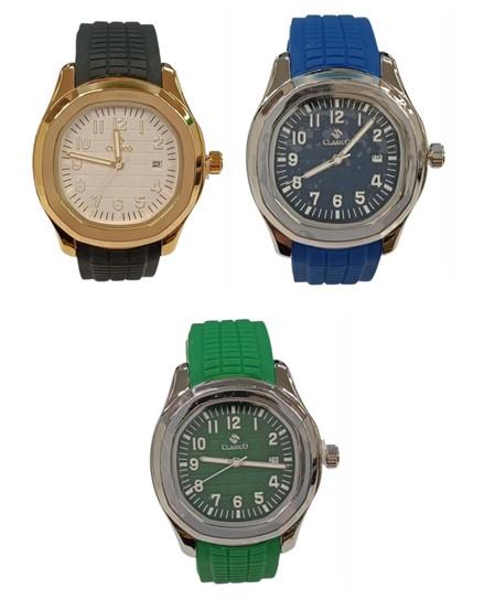 Clasico Mens Water Resistant Dated Octagon Dial Rubber Strap Watch Available Multiple Colour