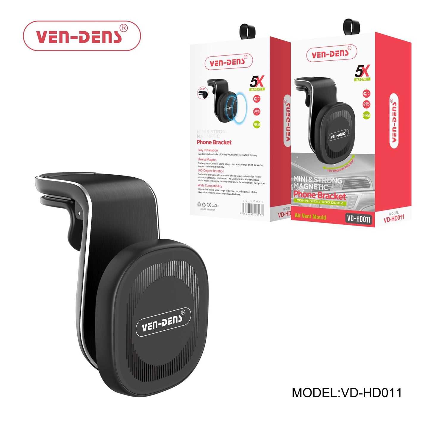 Ven-Dens Magnetic Car Phone Holder Clip Type