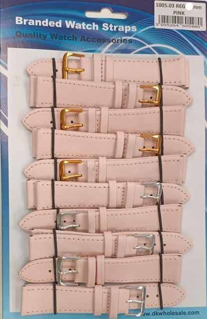 Leather Pink Watch Straps Pk10 Available sizes from 6mm To 24mm 1005.03