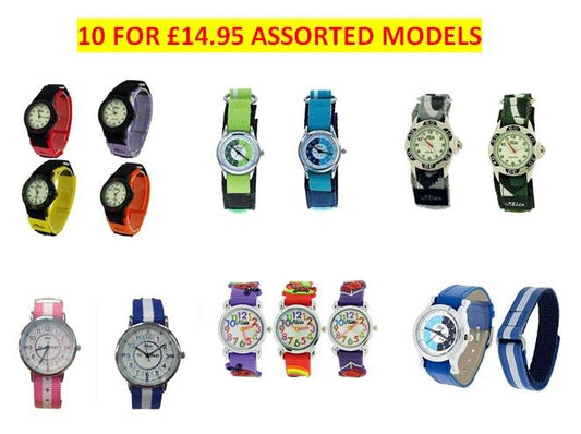 Relda Childrens Boys/Girls Analogue Silicone Velcro Strap 10 Assorted Watches RELx10  - CLEARANCE NEEDS RE-BATTERY
