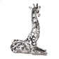 Sitting Silver Hollow Giraffe Figurine 15"