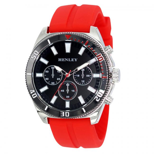 Henley Mens Polished Multi eye 44mm Dials Soft Silicone Watch H02228 Available Multiple Colour