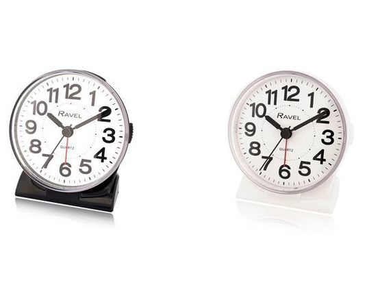 Ravel Bedside Quartz Mid Sized Bold Black Numbers Alarm Clock RC053