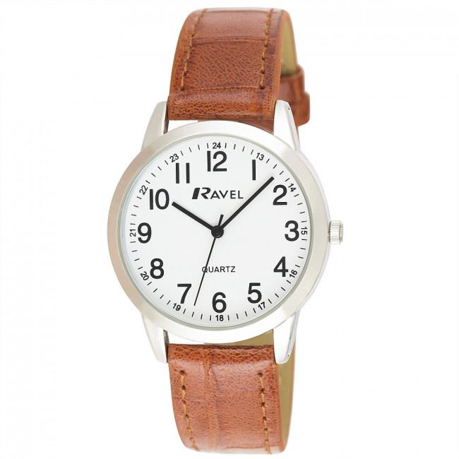 Ravel Mens Basic Classic Leather Strap Watch R0132GC Available Multiple Colour