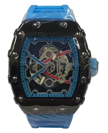 New Rubber Gents Black Screw Fashion Quartz Movement Dated Skeleton Clear Dial Rubber Strap Watch Available Multi Colour NY London