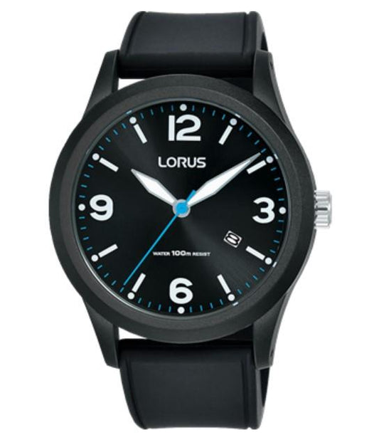 Lorus Mens Sport Analogue Dated with Black Rubber Silicone Watch - RH949LX-5