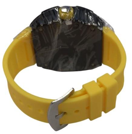 New Rubber Gents Black Bling Fashion Quartz Movement Dated Skeleton Clear Dial Rubber Strap Watch Available Multi Colour NY London