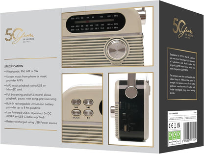 Bolero 3 Band Rechargeable Portable Radio + MusicStream