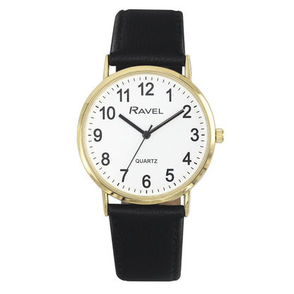 Ravel Mens Basic Dial Leather Strap Wristwatch R0129G Available Multiple Colour