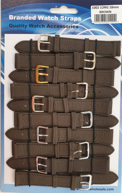 Brown Leather Extra Long Watch Straps Pk10 Available sizes 6mm - 30mm 1002BR