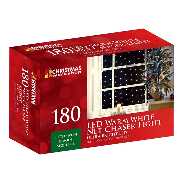 Christmas Workshop 180 LED Net Chaser Light - Warm White (Carton of 12)