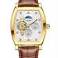 NY London Mens Automatic Dial Analogue Gold/Brown Leather Strap Watch