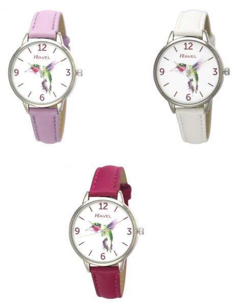 Ravel Ladies Hummingbird Leather Strap Watch - RF010 Available Multiple Colour