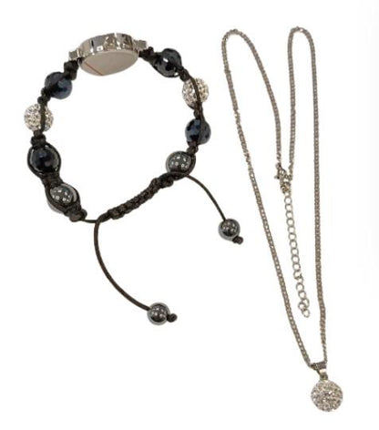 Sekonda Ladies Bling Black & Diamante bangle Watch & Necklace Gift Set