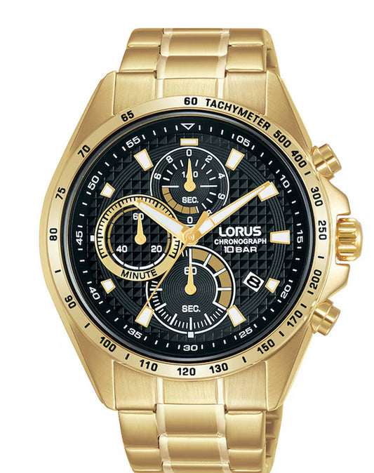 Lorus Mens Sports Mens Gold Tone Bracelet Watch RM358HX9