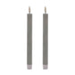 Set of 2 LED Wax Taper Candles Dove Grey 24cm