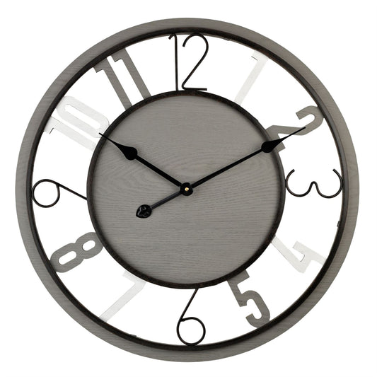 Hometime Wood & Metal Grey Wall Clock 60cm
